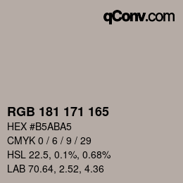カラーコード: RGB 181 171 165 | qconv.com
