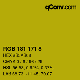 Color code: RGB 181 171 8 | qconv.com