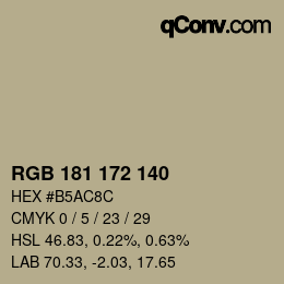 Color code: RGB 181 172 140 | qconv.com