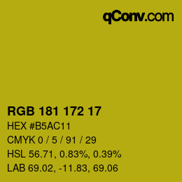 Color code: RGB 181 172 17 | qconv.com