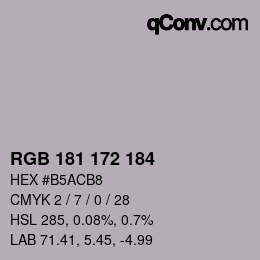 Color code: RGB 181 172 184 | qconv.com