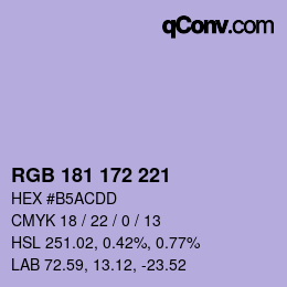 Color code: RGB 181 172 221 | qconv.com