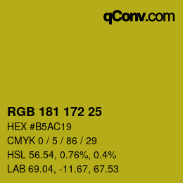 Color code: RGB 181 172 25 | qconv.com