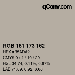 カラーコード: RGB 181 173 162 | qconv.com