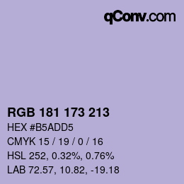 Color code: RGB 181 173 213 | qconv.com