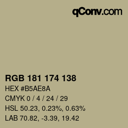 Color code: RGB 181 174 138 | qconv.com