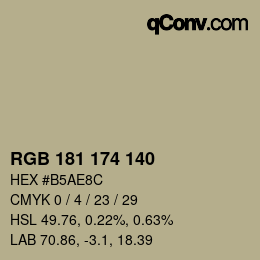Farbcode: RGB 181 174 140 | qconv.com