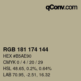 カラーコード: RGB 181 174 144 | qconv.com