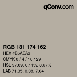 Color code: RGB 181 174 162 | qconv.com