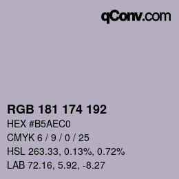 Color code: RGB 181 174 192 | qconv.com
