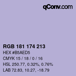 Color code: RGB 181 174 213 | qconv.com