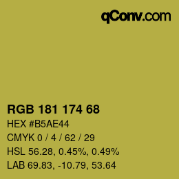 Color code: RGB 181 174 68 | qconv.com