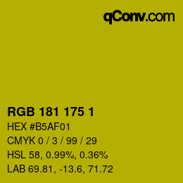 Color code: RGB 181 175 1 | qconv.com