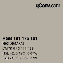 カラーコード: RGB 181 175 161 | qconv.com