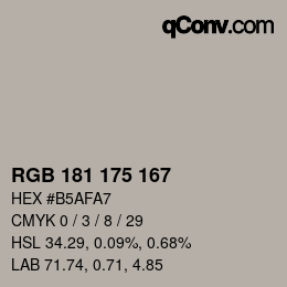 Código de color: RGB 181 175 167 | qconv.com