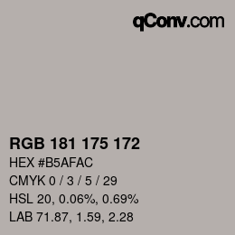 カラーコード: RGB 181 175 172 | qconv.com