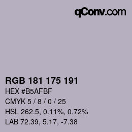 Color code: RGB 181 175 191 | qconv.com