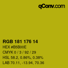 カラーコード: RGB 181 176 14 | qconv.com