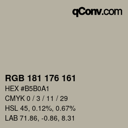 Código de color: RGB 181 176 161 | qconv.com