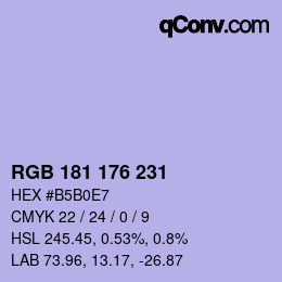 Color code: RGB 181 176 231 | qconv.com