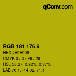 カラーコード: RGB 181 176 8 | qconv.com