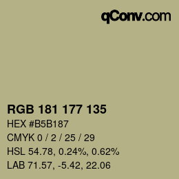 Código de color: RGB 181 177 135 | qconv.com