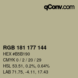 Color code: RGB 181 177 144 | qconv.com