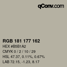 Color code: RGB 181 177 162 | qconv.com