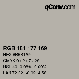 Code couleur: RGB 181 177 169 | qconv.com