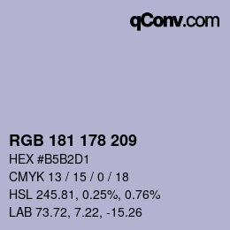 Color code: RGB 181 178 209 | qconv.com