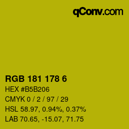 Color code: RGB 181 178 6 | qconv.com