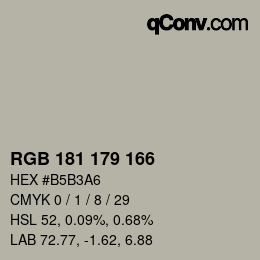 Código de color: RGB 181 179 166 | qconv.com