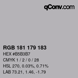 颜色代码: RGB 181 179 183 | qconv.com