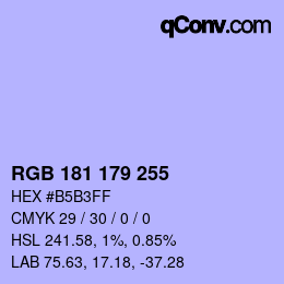 Color code: RGB 181 179 255 | qconv.com