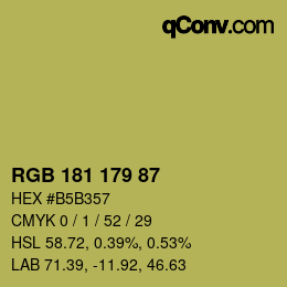 Color code: RGB 181 179 87 | qconv.com