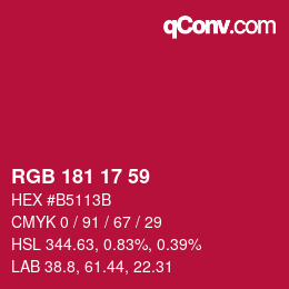 カラーコード: RGB 181 17 59 | qconv.com