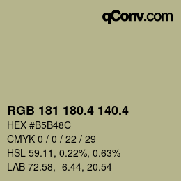 カラーコード: RGB 181 180.4 140.4 | qconv.com