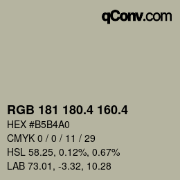 カラーコード: RGB 181 180.4 160.4 | qconv.com