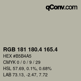 カラーコード: RGB 181 180.4 165.4 | qconv.com