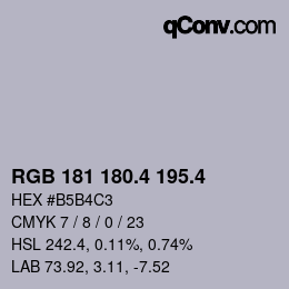 カラーコード: RGB 181 180.4 195.4 | qconv.com