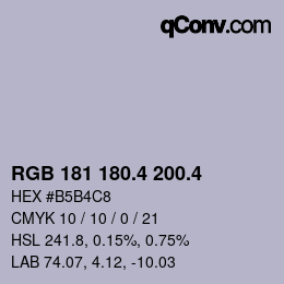 カラーコード: RGB 181 180.4 200.4 | qconv.com