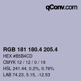 カラーコード: RGB 181 180.4 205.4 | qconv.com