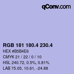 カラーコード: RGB 181 180.4 230.4 | qconv.com