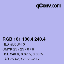 カラーコード: RGB 181 180.4 240.4 | qconv.com