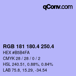 カラーコード: RGB 181 180.4 250.4 | qconv.com