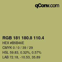 カラーコード: RGB 181 180.8 110.4 | qconv.com
