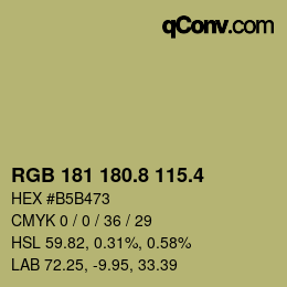 カラーコード: RGB 181 180.8 115.4 | qconv.com