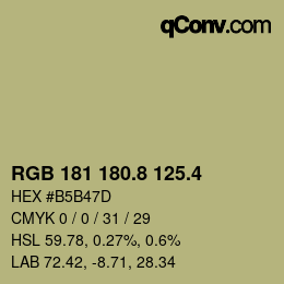 カラーコード: RGB 181 180.8 125.4 | qconv.com