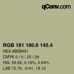 カラーコード: RGB 181 180.8 145.4 | qconv.com