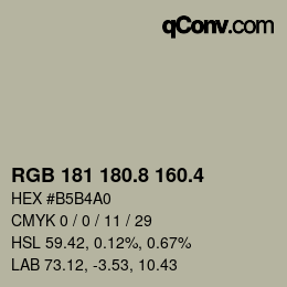 カラーコード: RGB 181 180.8 160.4 | qconv.com